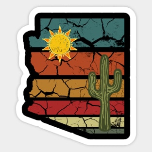 Retro Arizona with Sun and Cactus Sticker